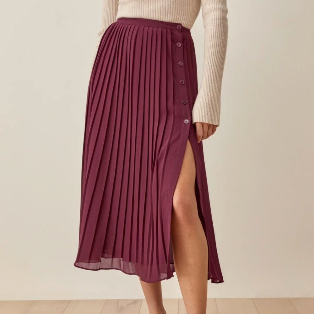 Reformation Verona Skirt in Dark Red - Size XS
